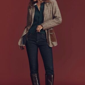 BNWT Anthropologie Brown Plaid Blazer